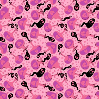 Cadılar Bayramı 'nda kağıt, kumaş, çarşaf, çocuk giysisi baskısı, şenlik ambalajı ve sonbahar aksesuarları için kusursuz cadı zehri kalıbı. Yüksek kaliteli illüstrasyon