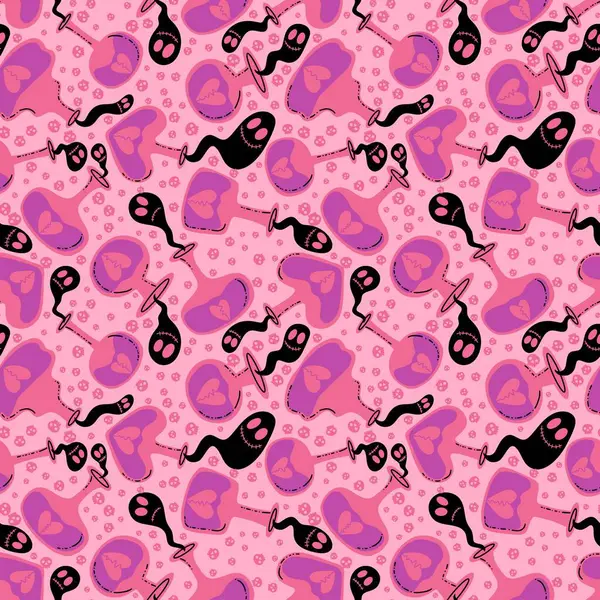 Cadılar Bayramı 'nda kağıt, kumaş, çarşaf, çocuk giysisi baskısı, şenlik ambalajı ve sonbahar aksesuarları için kusursuz cadı zehri kalıbı. Yüksek kaliteli illüstrasyon