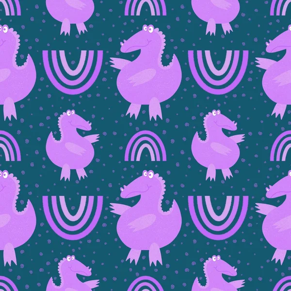 Cartoon Summer Animals Seamless Crocodile Pattern Fabrics Wrapping Paper Kids — стокове фото