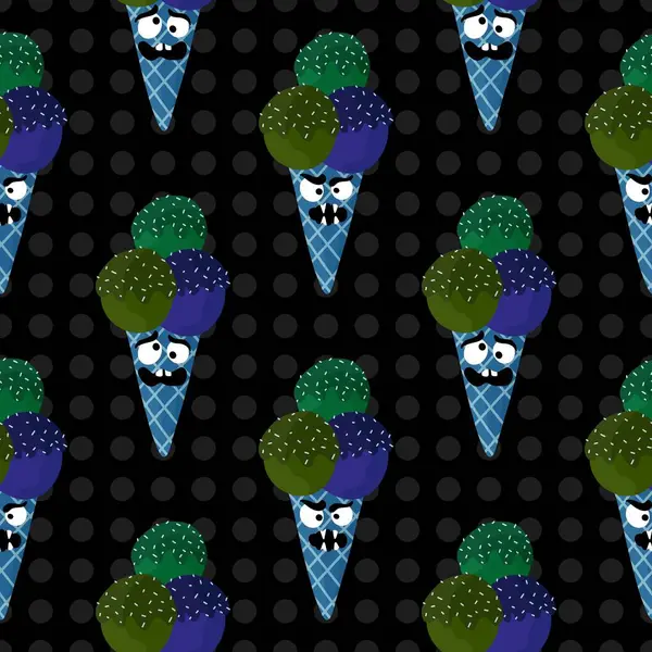 Halloween monsters cartoon seamless ice cream pattern for wrapping paper and fabrics and kids clothes print and festive packaging and party accessories. High quality illustration