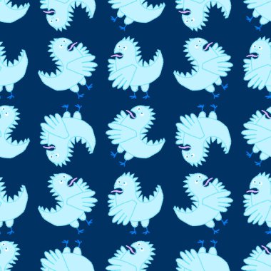 Çizgi filmlerdeki ejderhaların dikişsiz karalamaları Orta Çağ tavuk desenleri Noel ambalajları, yeni yıl aksesuarları, kumaşlar, çarşaflar ve tekstil ürünleri için. Yüksek kaliteli illüstrasyon