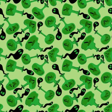 Cadılar Bayramı 'nda kağıt, kumaş, çarşaf, çocuk giysisi baskısı, şenlik ambalajı ve sonbahar aksesuarları için kusursuz cadı zehri kalıbı. Yüksek kaliteli illüstrasyon