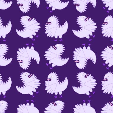 Çizgi filmlerdeki ejderhaların dikişsiz karalamaları Orta Çağ tavuk desenleri Noel ambalajları, yeni yıl aksesuarları, kumaşlar, çarşaflar ve tekstil ürünleri için. Yüksek kaliteli illüstrasyon