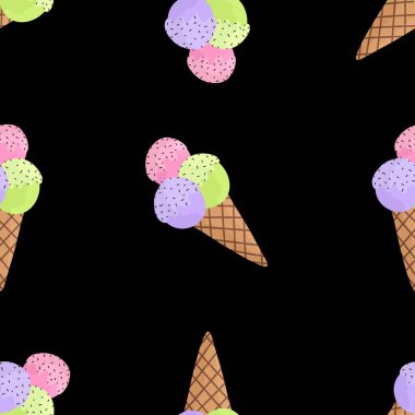 Duvar kağıtları, ambalaj kağıtları, kumaşlar, çocuk giysileri baskıları, şenlikli ambalajlar ve mayo tekstili için yaz çizgi filmlerinin dikişsiz dondurma kalıpları. Yüksek kaliteli illüstrasyon