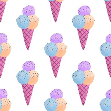 Duvar kağıtları, ambalaj kağıtları, kumaşlar, çocuk giysileri baskıları, şenlikli ambalajlar ve mayo tekstili için yaz çizgi filmlerinin dikişsiz dondurma kalıpları. Yüksek kaliteli illüstrasyon