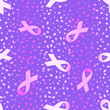 Göğüs kanseri ayı, ambalaj kağıdı, medya aksesuarları ve ilaç tekstili için kusursuz pembe kurdele günü mamografi deseni. Yüksek kaliteli illüstrasyon