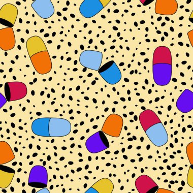 İlaç hapları, ambalaj kağıtları, çarşaflar, kumaşlar, ilaç paketleri ve klinik aksesuarlar için kusursuz doktorlar bakım kalıpları. Yüksek kaliteli illüstrasyon