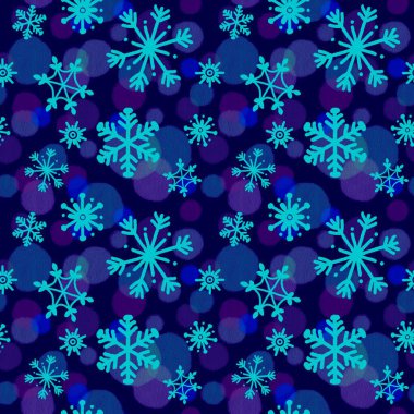 Noel buzları, kağıt, kumaş, çarşaf ve çocuk giysileri baskısı, yeni yıl paketleri ve şenlik aksesuarları için kusursuz kar taneleri deseni çizer. Yüksek kaliteli illüstrasyon