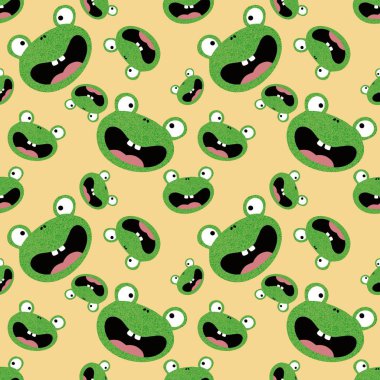 Çizgi filmlerdeki kusursuz kurbağa desenleri ambalaj kağıtları, kumaşlar, çocuk giysileri, tekstil ürünleri, yaz aksesuarları ve şenlikli ambalajlar için. Yüksek kaliteli illüstrasyon