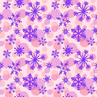 Noel buzları, kağıt, kumaş, çarşaf ve çocuk giysileri baskısı, yeni yıl paketleri ve şenlik aksesuarları için kusursuz kar taneleri deseni çizer. Yüksek kaliteli illüstrasyon