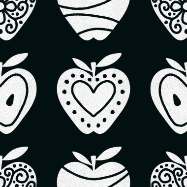 Çizgi filmlerdeki meyvesiz litografi elmaları ambalaj kağıdı, kumaş, çarşaf ve çocuk giysileri baskısı, şenlik aksesuarları ve sonbahar ambalajları için. Yüksek kaliteli illüstrasyon