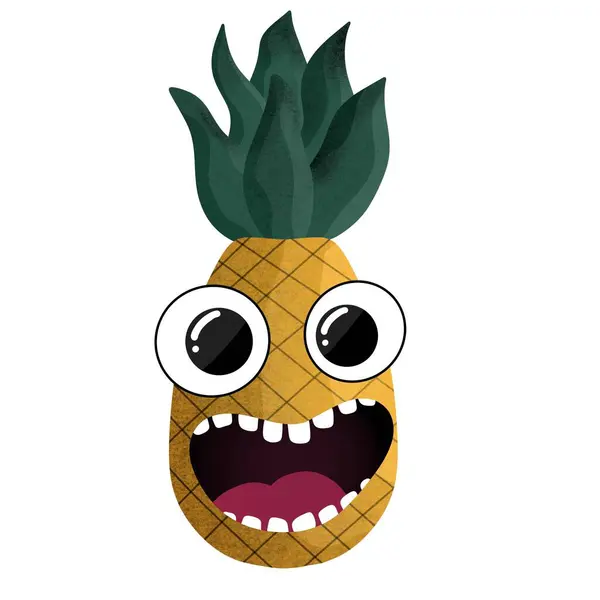 Cartoon retro fruit pineapple for wrapping paper and fabrics and linens and kids clothes print and summer accessories and festive textiles. High quality illustration