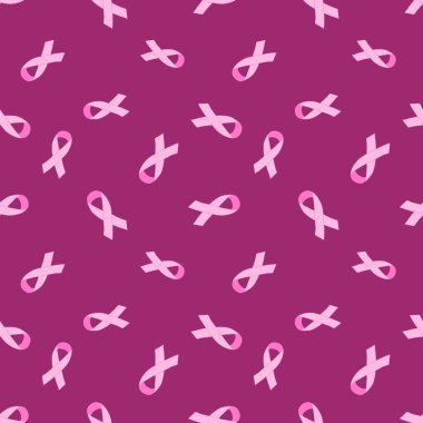 Göğüs kanseri ayı, ambalaj kağıdı, medya aksesuarları ve ilaç tekstili için kusursuz pembe kurdele günü mamografi deseni. Yüksek kaliteli illüstrasyon
