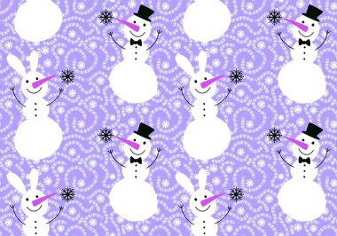 Kağıt, kumaş, çarşaf ve yeni yıl aksesuarları ve kış ambalajları için Noel şekersiz kardan adam deseni. Yüksek kaliteli illüstrasyon