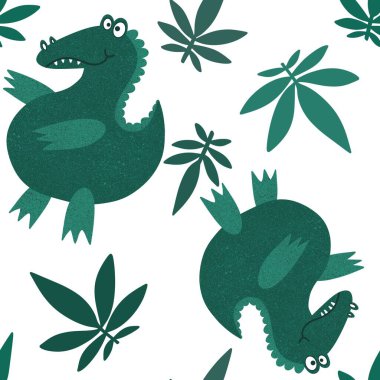 Cartoon summer animals seamless crocodile pattern for fabrics and wrapping paper and kids clothes print and festive packaging and child accessories. High quality illustration