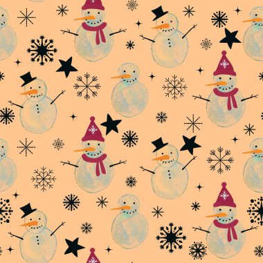 Kış buzsuz Noel suluboya desenli ambalaj kağıtları, kumaşlar, çarşaflar ve çocuk giysileri baskısı ve yeni yıl aksesuarları ve şenlikli paketleme için. Yüksek kaliteli illüstrasyon