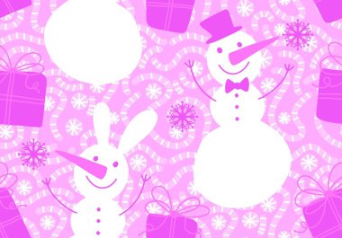 Kağıt, kumaş, çarşaf ve yeni yıl aksesuarları ve kış ambalajları için Noel şekersiz kardan adam deseni. Yüksek kaliteli illüstrasyon