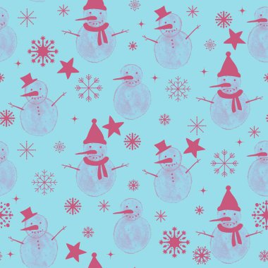 Kış buzsuz Noel suluboya desenli ambalaj kağıtları, kumaşlar, çarşaflar ve çocuk giysileri baskısı ve yeni yıl aksesuarları ve şenlikli paketleme için. Yüksek kaliteli illüstrasyon