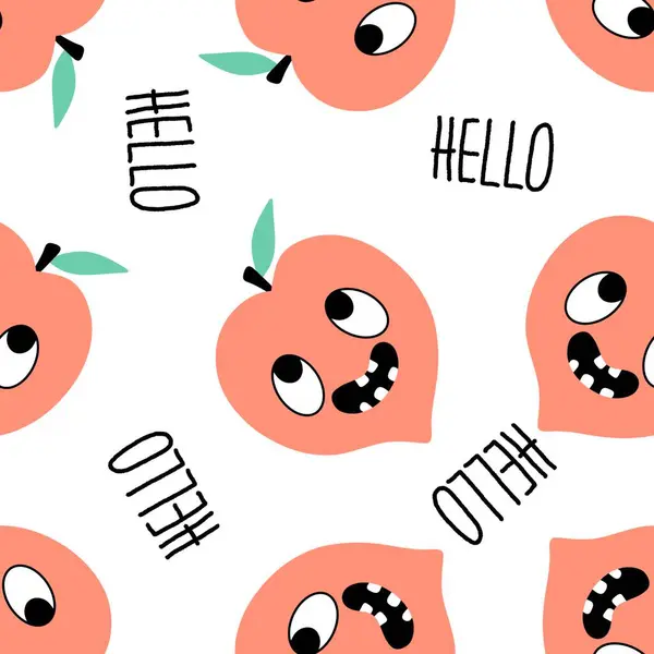 Summer fruit seamless peach pattern for wrapping paper and fabrics and linens and kids clothes print and festive packaging and vocational accessories. High quality illustration