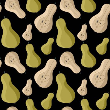 Karikatür meyvesiz armut deseni ambalaj kağıdı, kumaş, çarşaf, çocuk aksesuarı, kumaş, kumaş, baskı ve ambalaj için. Yüksek kaliteli illüstrasyon