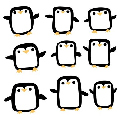 Çizgi filmlerdeki penguenler, Noel hayvanlarını ambalaj kağıtları, kumaşlar, çarşaflar, çocuk giysileri baskıları, şenlikli ambalajlar ve yeni yıl aksesuarları için şekillendiriyor. Yüksek kaliteli illüstrasyon