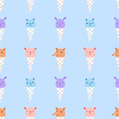 Çizgi filmlerdeki hayvanlar, ambalajsız dondurma kalıpları kumaşlar, çarşaflar, çocuk giysileri baskıları, şenlikli ambalajlar ve yaz aksesuarları. Yüksek kaliteli illüstrasyon