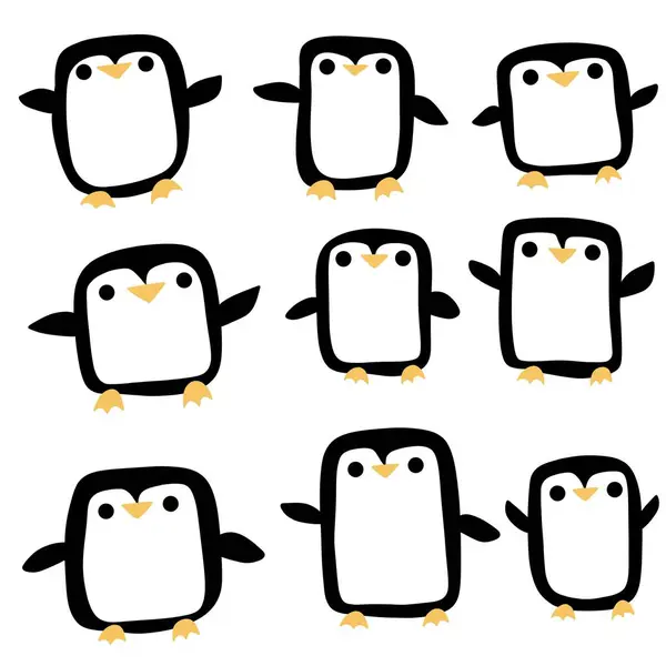 Cartoon penguin set Christmas animals pattern for wrapping paper and fabrics and linens and kids clothes print and festive packaging and new year accessories. High quality illustration