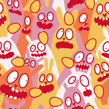 Paskalya hayvanları karikatürsüz tavşan desenli ambalajlar, kumaşlar, çocuk giysileri baskıları, şenlikli ambalajlar ve bahar aksesuarları. Yüksek kaliteli illüstrasyon