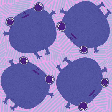 Çizgi film hayvanları, kağıt, kumaş, çarşaf, çocuk giysisi baskısı, yaz aksesuarları ve şenlikli ambalajlar için kusursuz kurbağa desenleri. Yüksek kaliteli illüstrasyon