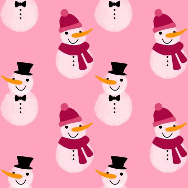 Çizgi filmlerdeki buz adam ve kar tanesi desenleri kağıt, kumaş, çarşaf, Noel ambalajı ve yeni yıl aksesuarları için. Yüksek kaliteli illüstrasyon