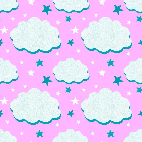 Cartoon retro clouds seamless weather pattern for wrapping paper and fabrics and linens and kids clothes print and summer accessories and festive packaging. High quality illustration