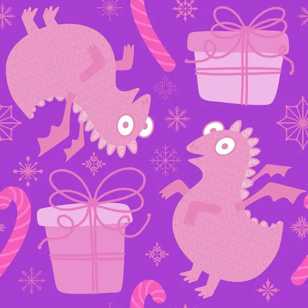 Cartoon animals seamless dragon pattern for wrapping paper and fabrics and linens and kids clothes print and dinosaur packaging and monsters accessories. High quality illustration