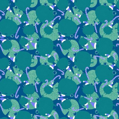 Çizgi filmlerdeki kusursuz kurbağa desenleri kağıt, kumaş, çarşaf, çocuk giysisi baskısı, kış aksesuarları ve şenlikli ambalajlar için. Yüksek kaliteli illüstrasyon