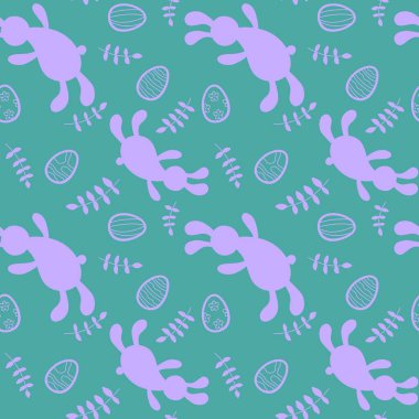 Paskalya hayvanları kağıt, kumaş, çarşaf, çocuk giysisi baskısı, şenlik aksesuarları ve mutfak tekstili için paskalya tavşanı ve yumurta desenleri. Yüksek kaliteli illüstrasyon