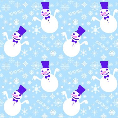 Çizgi filmlerdeki buz adam ve kar tanesi desenleri kağıt, kumaş, çarşaf, Noel ambalajı ve yeni yıl aksesuarları için. Yüksek kaliteli illüstrasyon