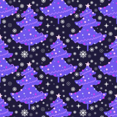 Çizgi filmlerdeki gibi pürüzsüz bir Noel ağacı ve kağıt, kumaş, çarşaf ve çocuk giysileri baskısı ve yeni yıl ambalajı ve şenlikli aksesuarlar için toplar. Yüksek kaliteli illüstrasyon