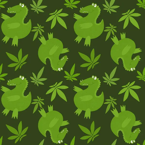 Cartoon summer animals seamless crocodile pattern for fabrics and wrapping paper and kids clothes print and festive packaging and child accessories. High quality illustration