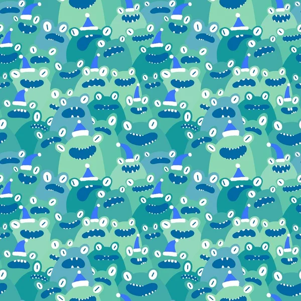 Christmas animals seamless frogs pattern for wrapping paper and fabrics and linens and kids clothes print and winter accessories and new year packaging. High quality illustration