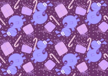 Çizgi filmlerdeki hayvanlar, dinazorlar, Noel ambalajsız ejderha desenleri, çocuk giysileri, kumaşlar ve şenlikli ambalajlar. Yüksek kaliteli illüstrasyon