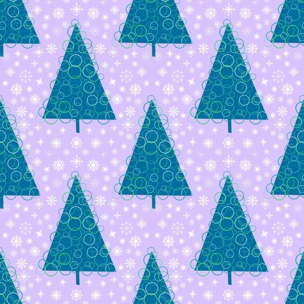 Christmas Tree Cartoon Seamless Colors Pattern Wrapping Paper Fabrics Kids — Stock Photo, Image