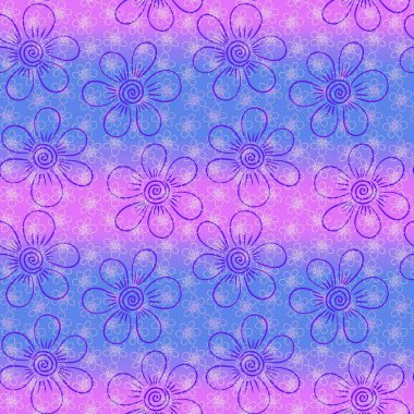 Karikatür retro çiçek desenli ambalaj kağıtları, kumaşlar, çarşaflar, çocuk giysileri baskıları, şenlik ambalajları ve doğum günü aksesuarları. Yüksek kaliteli illüstrasyon