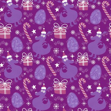 Çizgi filmlerdeki hayvanlar kağıt, kumaş, çarşaf, çocuk giysisi baskısı, dinozor ambalajı ve canavar aksesuarları için kusursuz ejderha desenleri. Yüksek kaliteli illüstrasyon