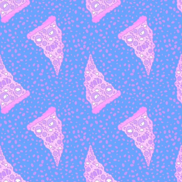 Cartoon monsters Halloween seamless pizza pattern for wrapping paper and fabrics and kids clothes print and festive accessories and summer packaging. High quality illustration