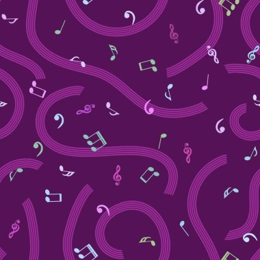 Kağıtlar, kumaşlar, çarşaflar, çocuk giysileri baskıları, şenlikli ambalajlar ve parti aksesuarları için kusursuz notalar. Yüksek kaliteli illüstrasyon