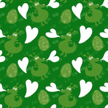 Çizgi filmlerdeki hayvanlar kağıt, kumaş, çarşaf, çocuk giysisi baskısı, dinozor ambalajı ve canavar aksesuarları için kusursuz ejderha desenleri. Yüksek kaliteli illüstrasyon