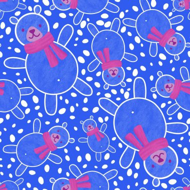 Çizgi filmlerdeki ayılar, Noel ambalajı kağıtları, kumaşlar, çarşaflar, çocuk giysileri baskısı, doğum günü paketleri ve parti için eşarp desenleri. Yüksek kaliteli illüstrasyon