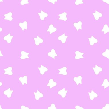 Çocuk ve doktor dişleri, aksesuarlar, kumaşlar, ambalaj kağıtları ve klinik ambalajları için kusursuz diş hekimi deseni. Yüksek kaliteli illüstrasyon