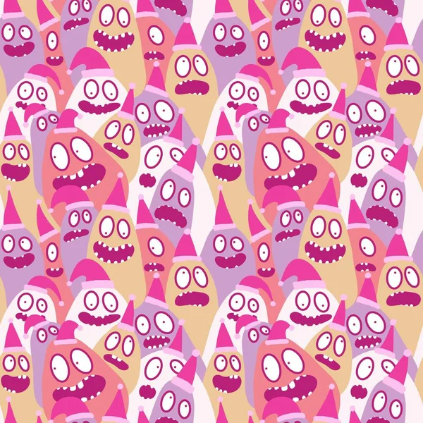 Christmas cartoon doodle seamless monster pattern for wrapping paper and fabrics and kids clothes print and festive packaging and winter accessories and new year textiles. High quality illustration