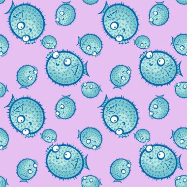 Çizgi filmlerdeki hayvanlar, ambalajsız balon balığı fugu desenli ambalaj kağıtları, kumaşlar, çarşaflar, çocuk giysileri baskıları, şenlikli ambalajlar ve yaz aksesuarları. Yüksek kaliteli illüstrasyon