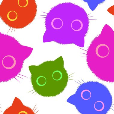 Cadılar Bayramı hayvanları kağıt, kumaş, çarşaf, çocuk giysisi baskısı, şenlik ambalajı ve sonbahar aksesuarları için kusursuz kediler deseni. Yüksek kaliteli illüstrasyon